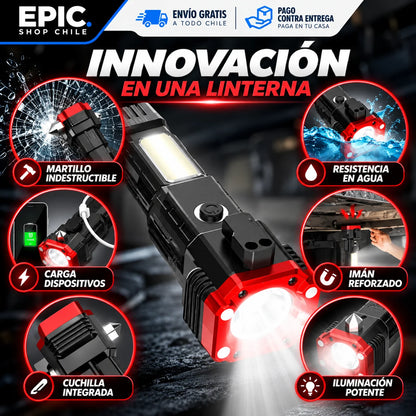 Linterna táctica Multifuncional 4 en 1 Recargable