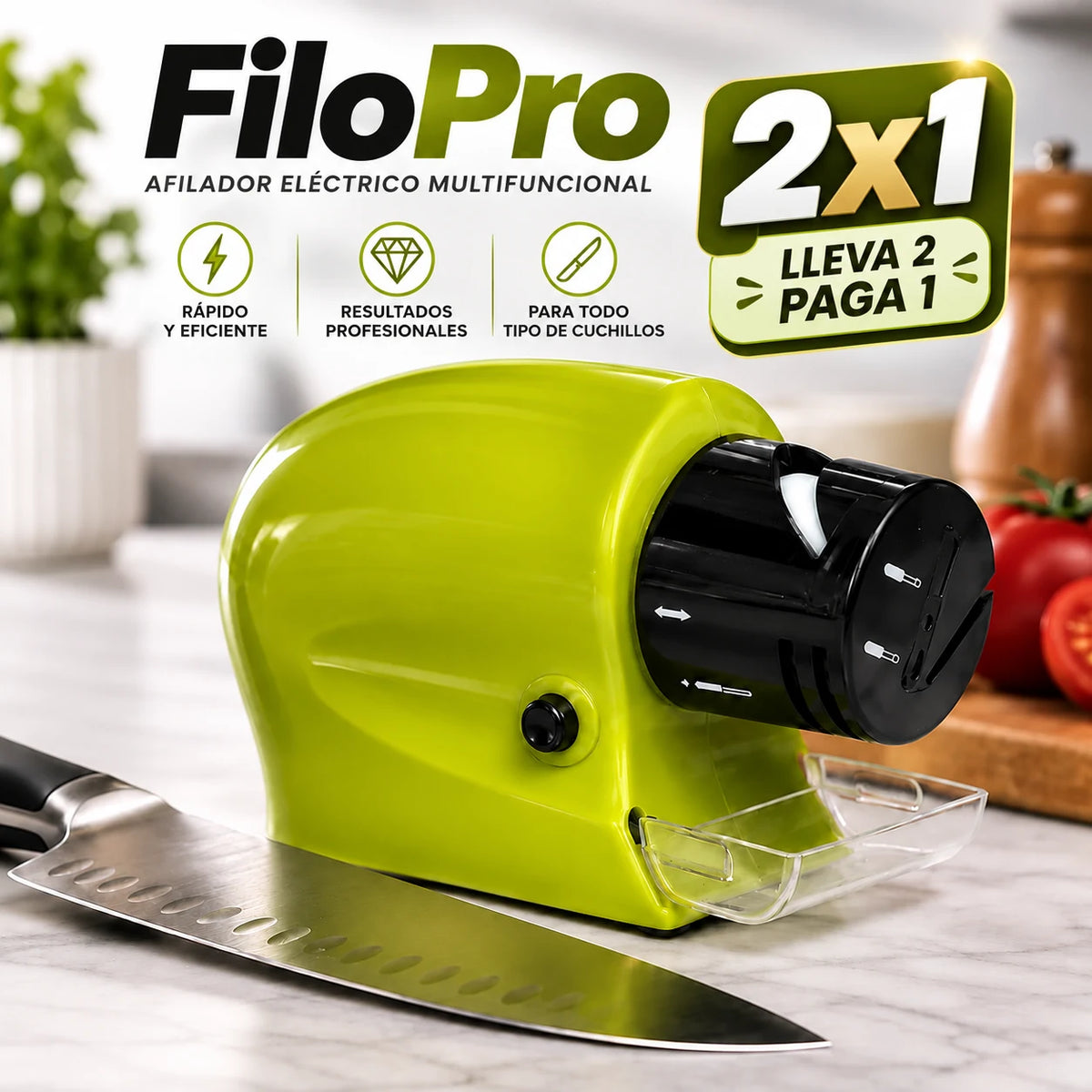 FiloPro™: Mini Afilador Eléctrico - Recupera el filo en pocas pasadas